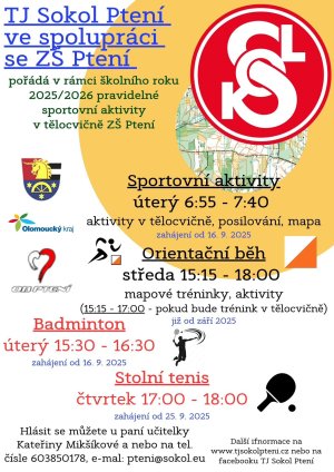 Sportovní aktivity TJ Sokol Ptení