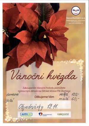 Pomozte dětem z FN Olomouc zakoupením Vánoční hvězdy! 